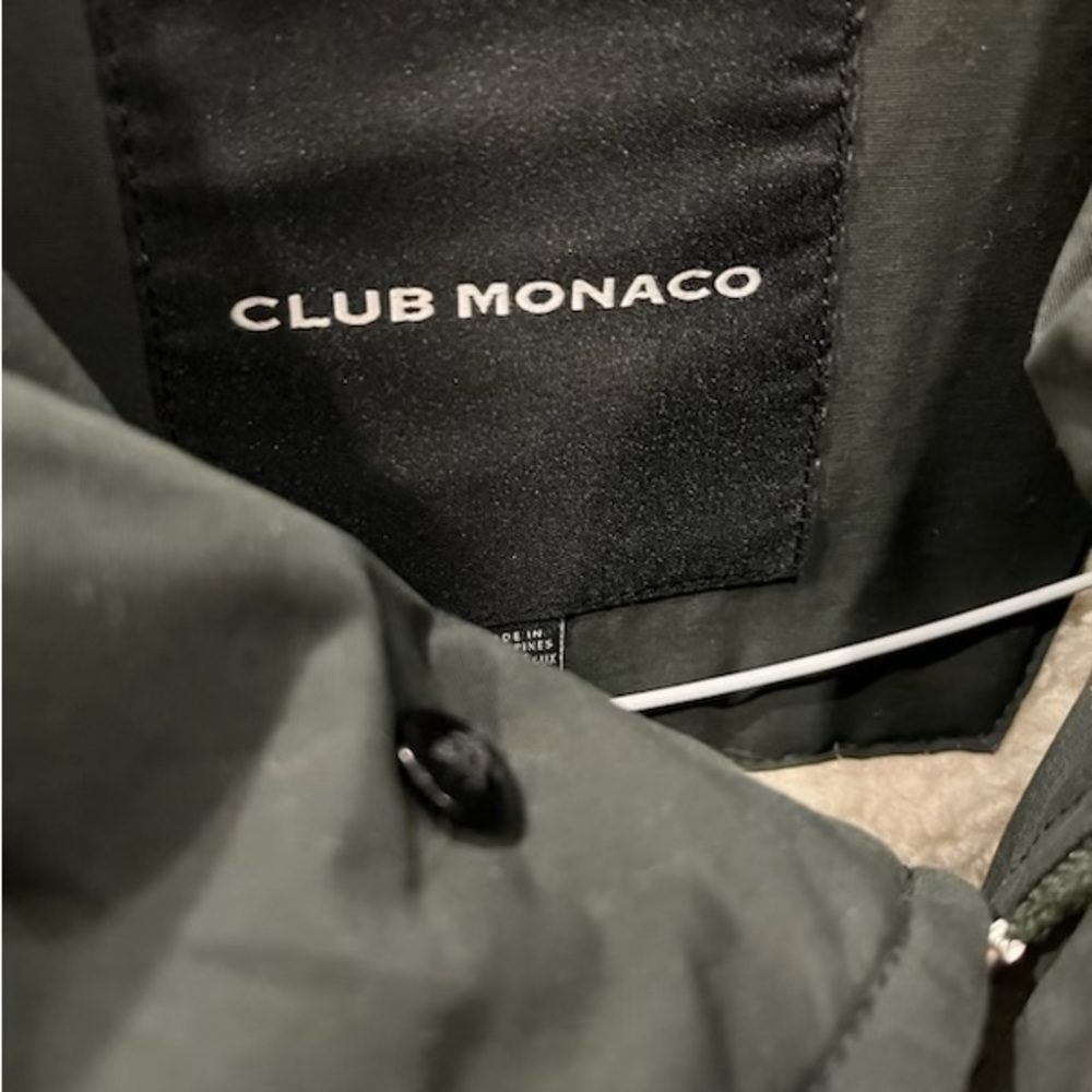 Club Monaco's parka made from cotton and nylon-blend padded, lined with fleece.